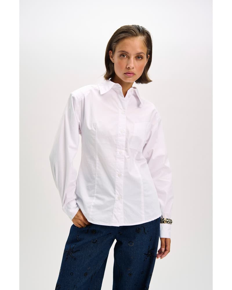 ladies woven hourglass blouse LIVA Wit 1 ladies woven hourglass blouse LIVA Wit 1