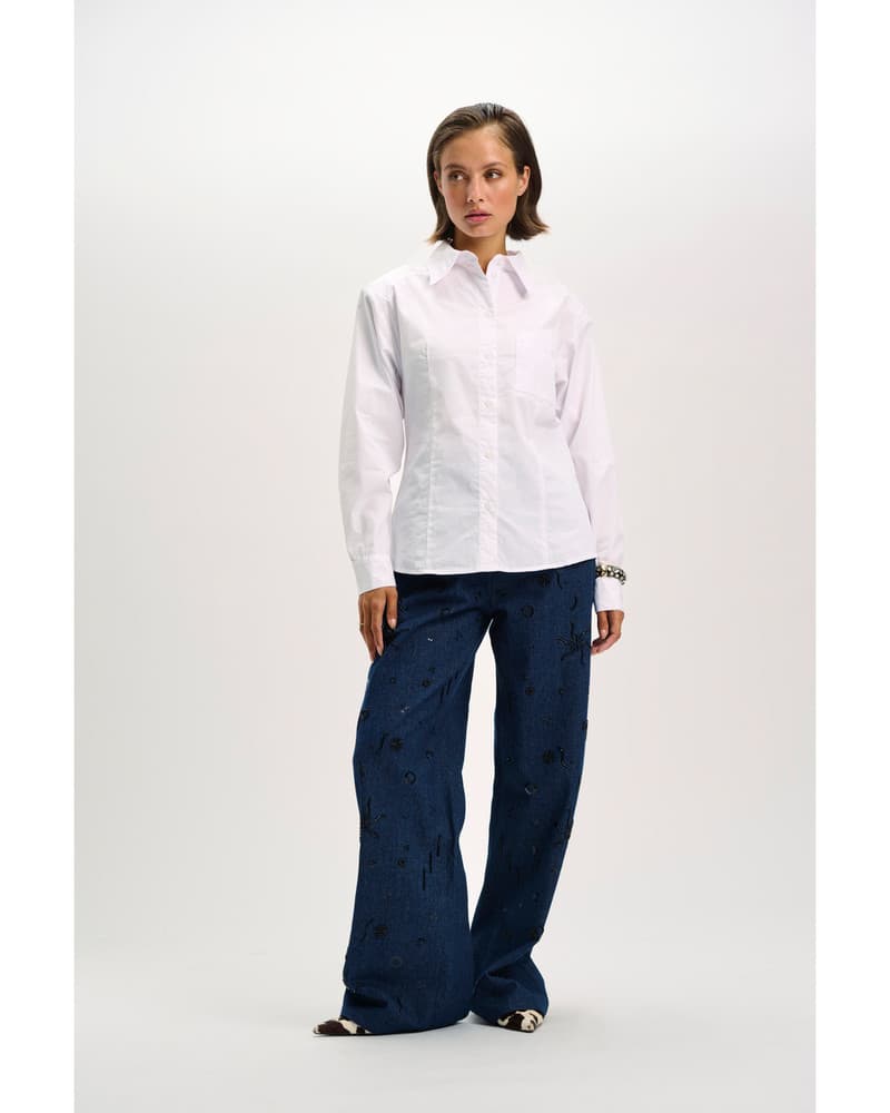 ladies woven hourglass blouse LIVA Wit 1 ladies woven hourglass blouse LIVA Wit 1