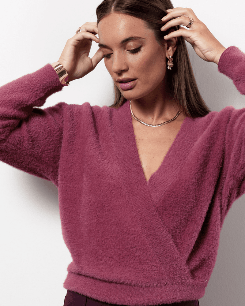 Nuri wrap pullover Roze Nuri wrap pullover Roze