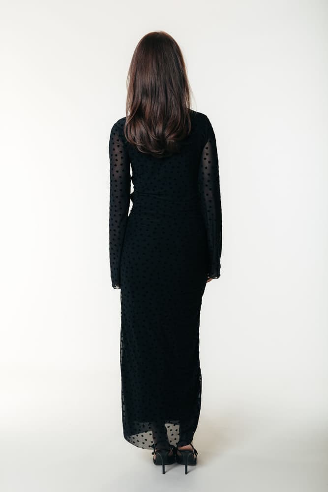 Maude Hearts Mesh Maxi Dress Zwart 1 Maude Hearts Mesh Maxi Dress Zwart 1