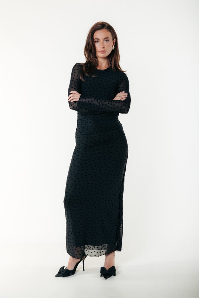 Maude Hearts Mesh Maxi Dress Zwart 1 Maude Hearts Mesh Maxi Dress Zwart 1