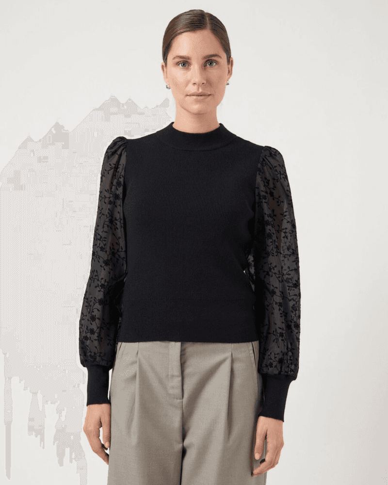 YASDOTME TOP MET BALLONMOUWEN Zwart 1 YASDOTME TOP MET BALLONMOUWEN Zwart 1