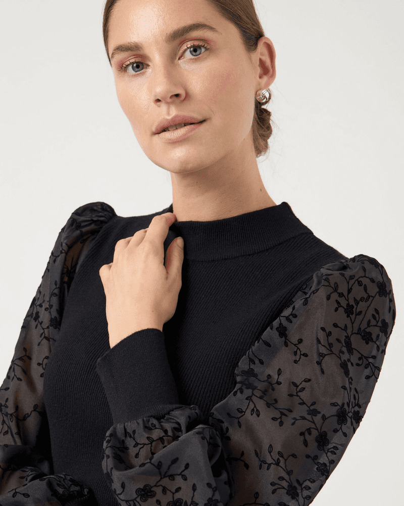 YASDOTME TOP MET BALLONMOUWEN Zwart 1 YASDOTME TOP MET BALLONMOUWEN Zwart 1