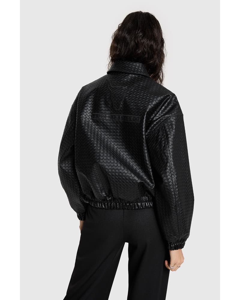 ladies woven braided faux leather jacket Zwart 1 ladies woven braided faux leather jacket Zwart 1