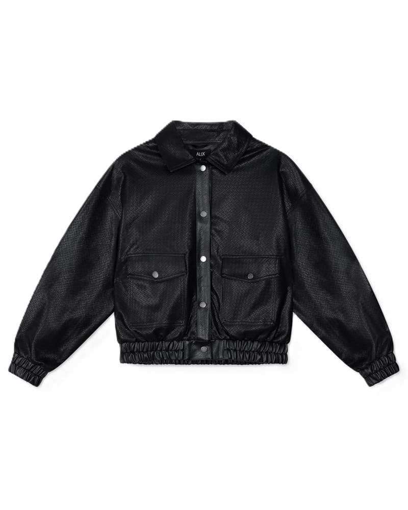 ladies woven braided faux leather jacket Zwart 1 ladies woven braided faux leather jacket Zwart 1