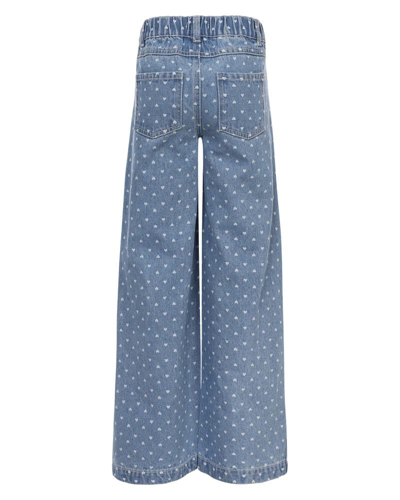 Little heart denim wideleg allover Blauw Little heart denim wideleg allover Blauw