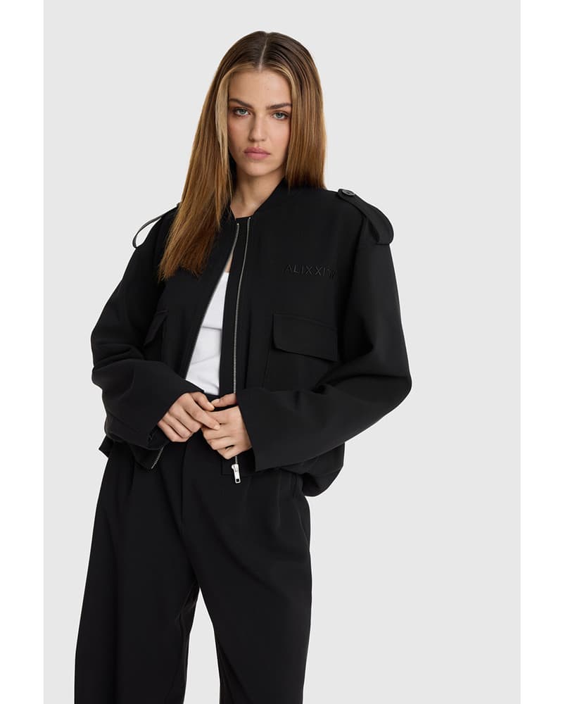 ladies woven balloon jacket Zwart 1 ladies woven balloon jacket Zwart 1