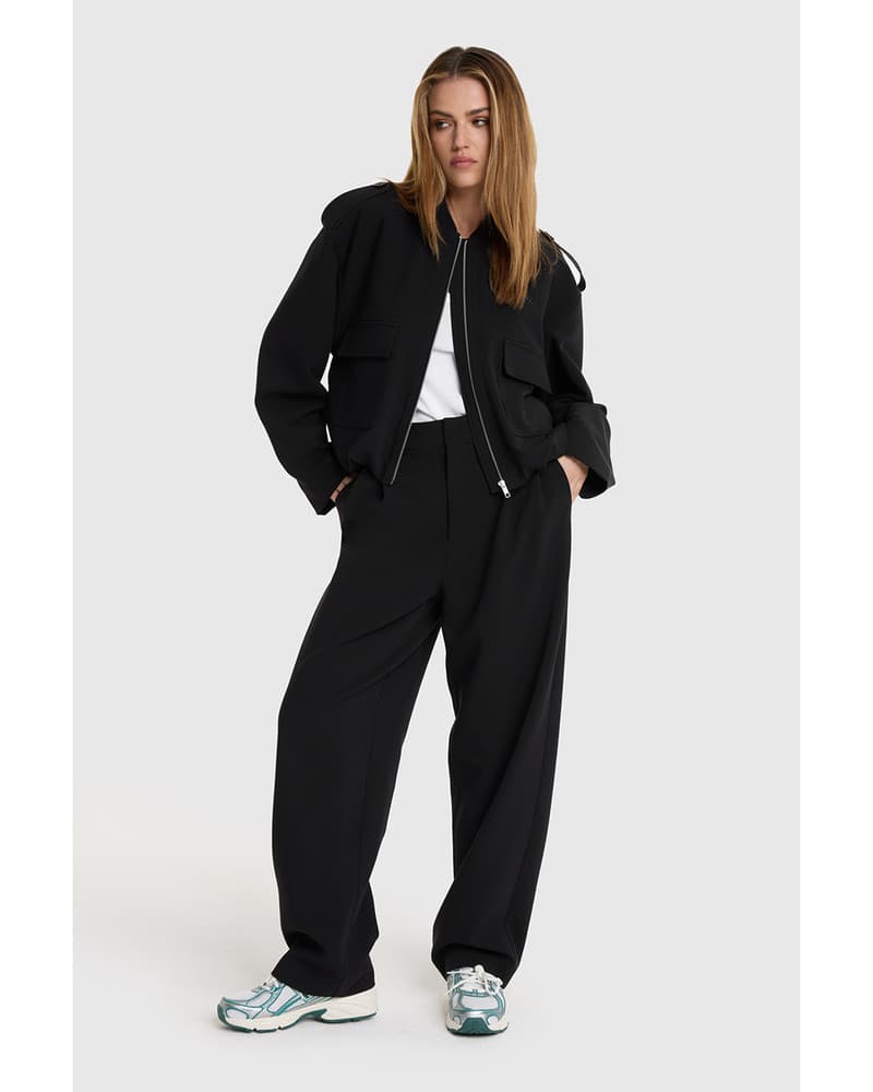 ladies woven balloon jacket Zwart 1 ladies woven balloon jacket Zwart 1