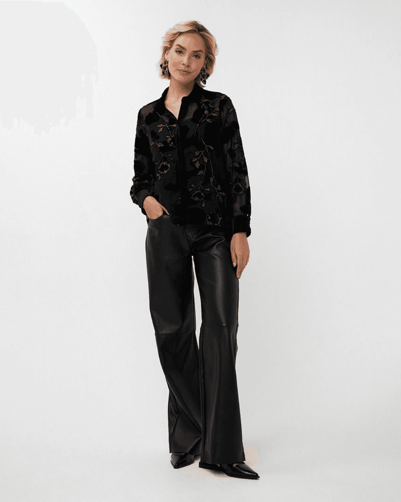 Blouse burnout flower Zwart 1 Blouse burnout flower Zwart 1