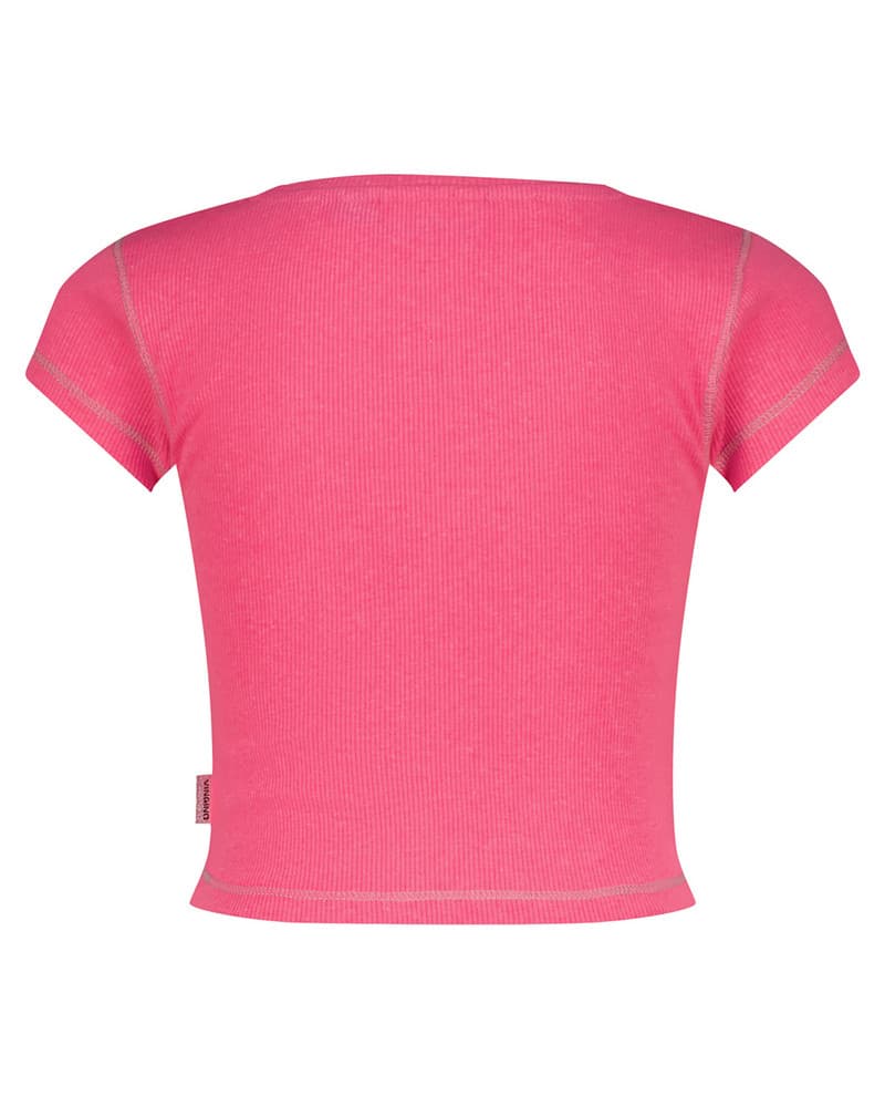 Basic-Crop Rib Tee Roze Basic-Crop Rib Tee Roze