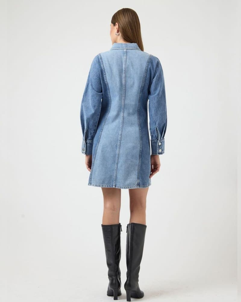 YASFARO LS DENIM DRESS Blauw YASFARO LS DENIM DRESS Blauw