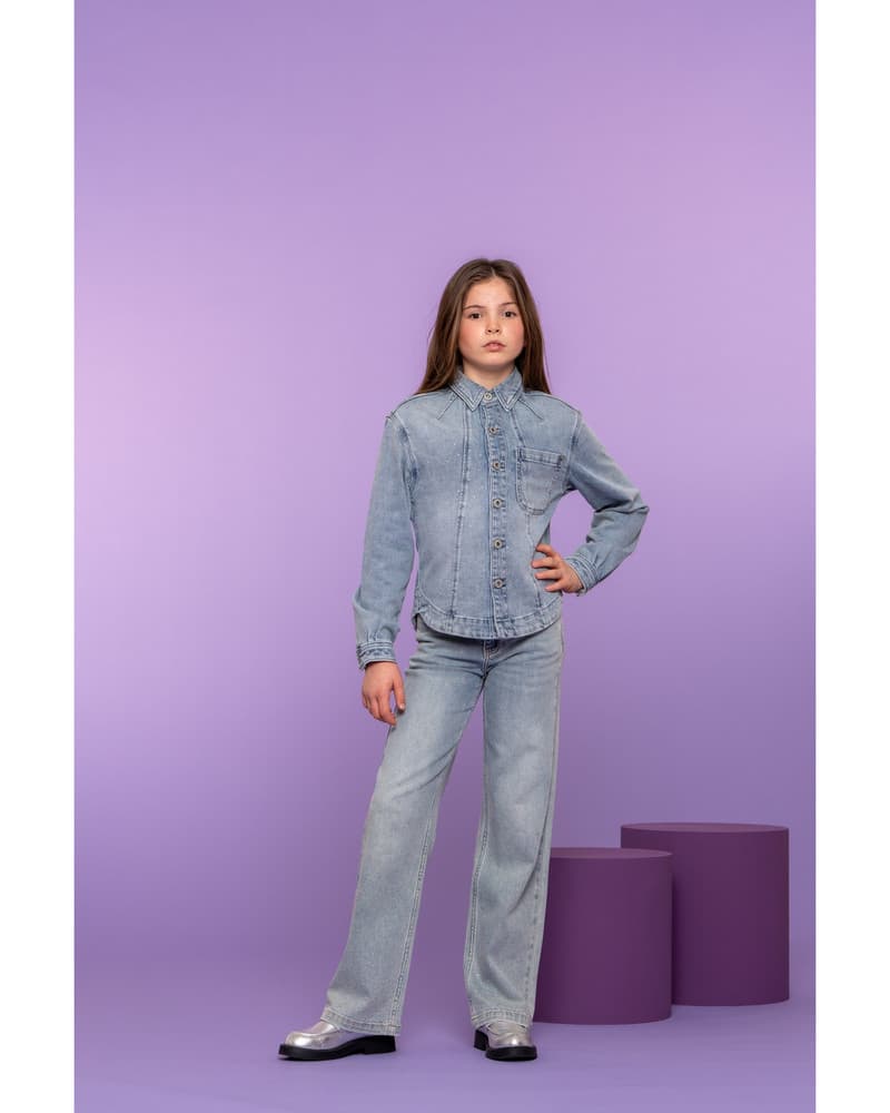 Jeans wide leg + rhinestones Blauw Jeans wide leg + rhinestones Blauw