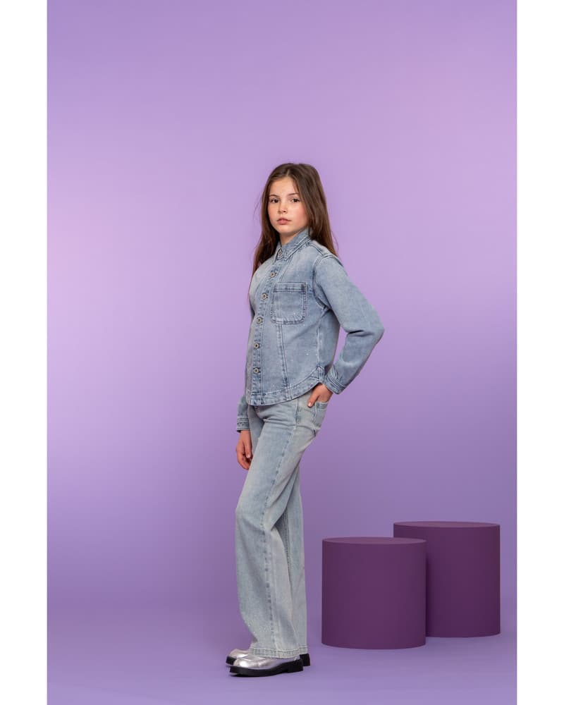 Jeans wide leg + rhinestones Blauw Jeans wide leg + rhinestones Blauw