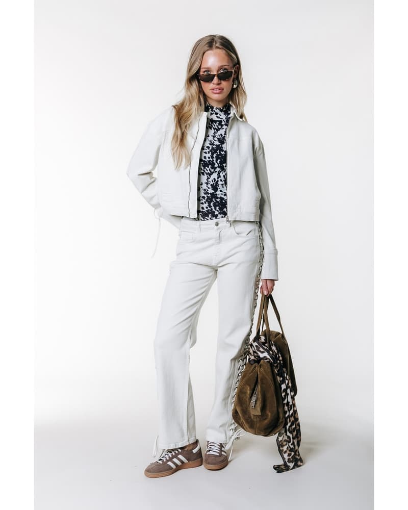 Jones Braided Straight Leg Denim Beige Jones Braided Straight Leg Denim Beige