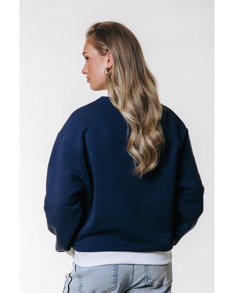 Logo Contrast Rib Sweat Blauw Logo Contrast Rib Sweat Blauw