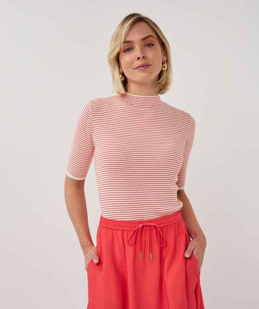 Sweater s/slve striped Rood Sweater s/slve striped Rood