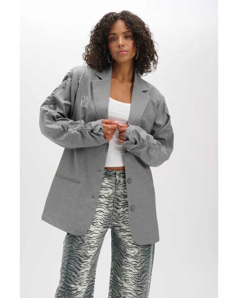 ladies woven oversized blazer JENNY Grijs ladies woven oversized blazer JENNY Grijs