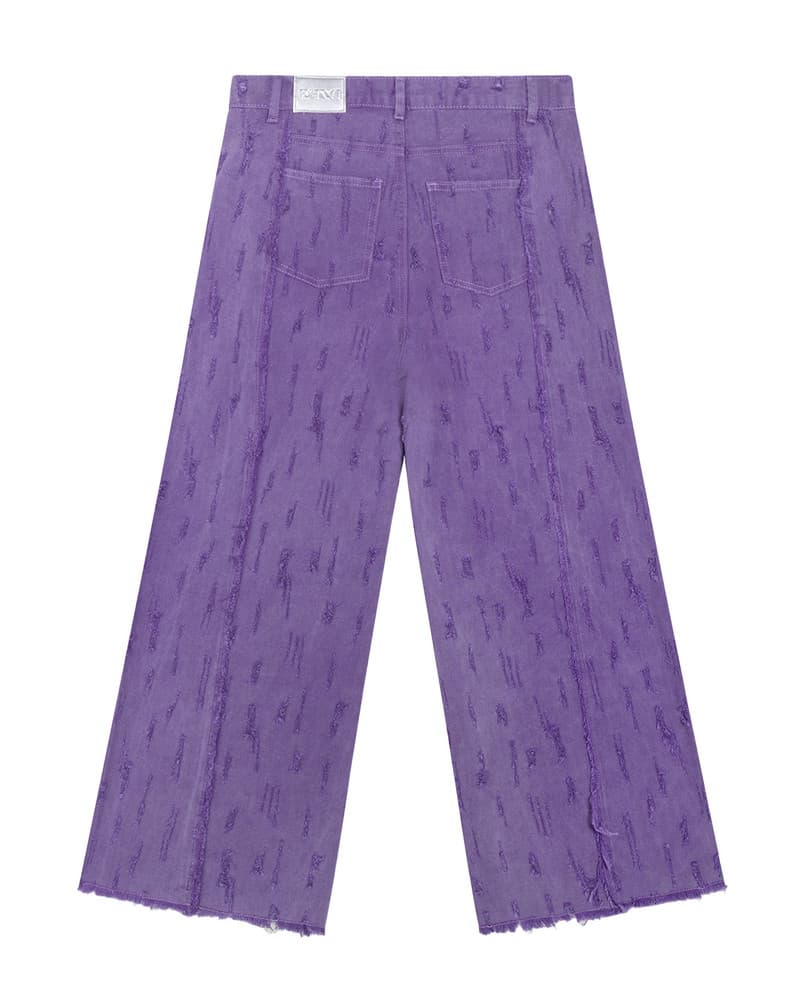 ladies woven high waist damaged denim pants DAIN Paars ladies woven high waist damaged denim pants DAIN Paars