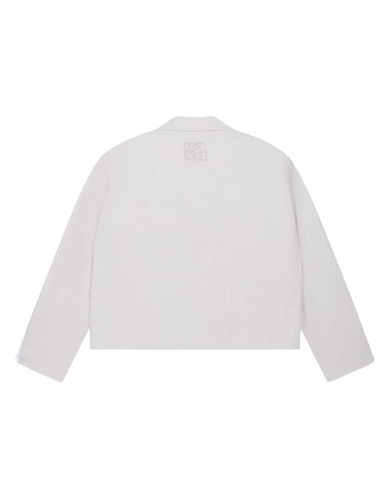 ladies woven oversized cropped blazer JACKIE Ecru ladies woven oversized cropped blazer JACKIE Ecru