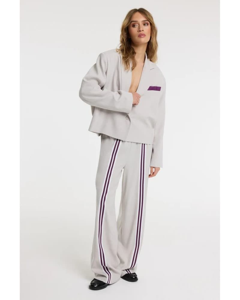 ladies woven high waist relaxed pants TYRA Ecru ladies woven high waist relaxed pants TYRA Ecru