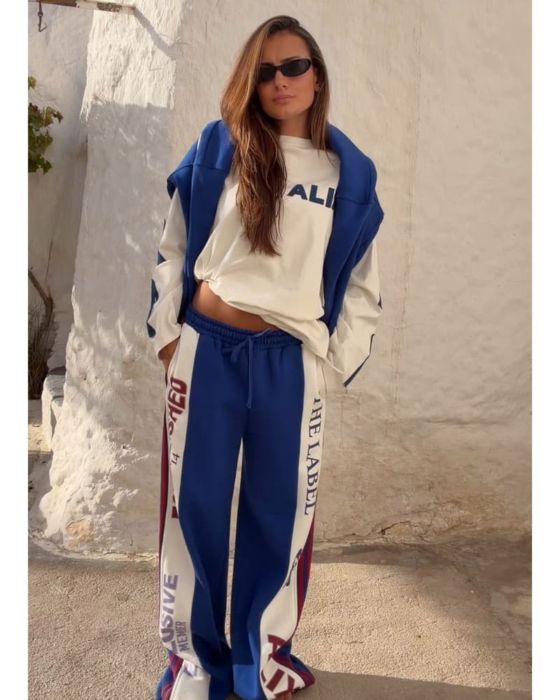 ladies knitted logo tape sweater Blauw ladies knitted logo tape sweater Blauw