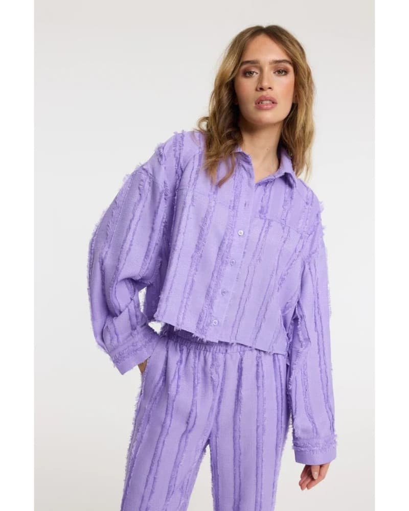 ladies woven oversized cropped blouse SADEN Paars ladies woven oversized cropped blouse SADEN Paars