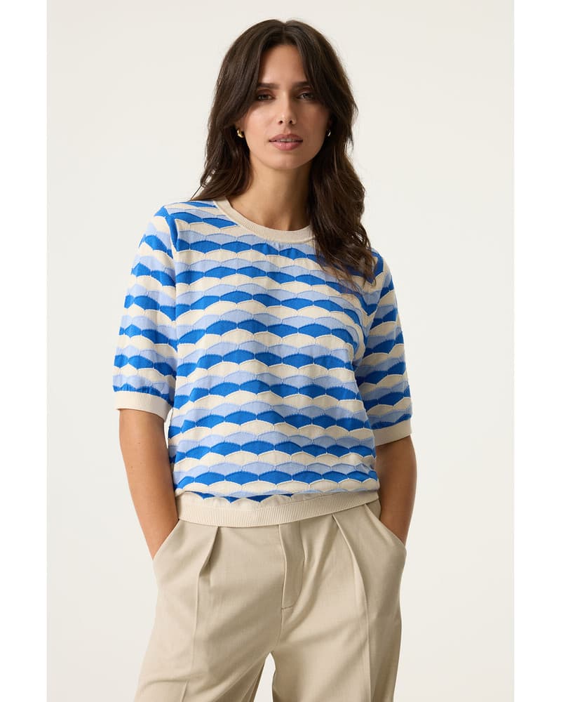 O260046 Trui met patroon Blauw O260046 Trui met patroon Blauw