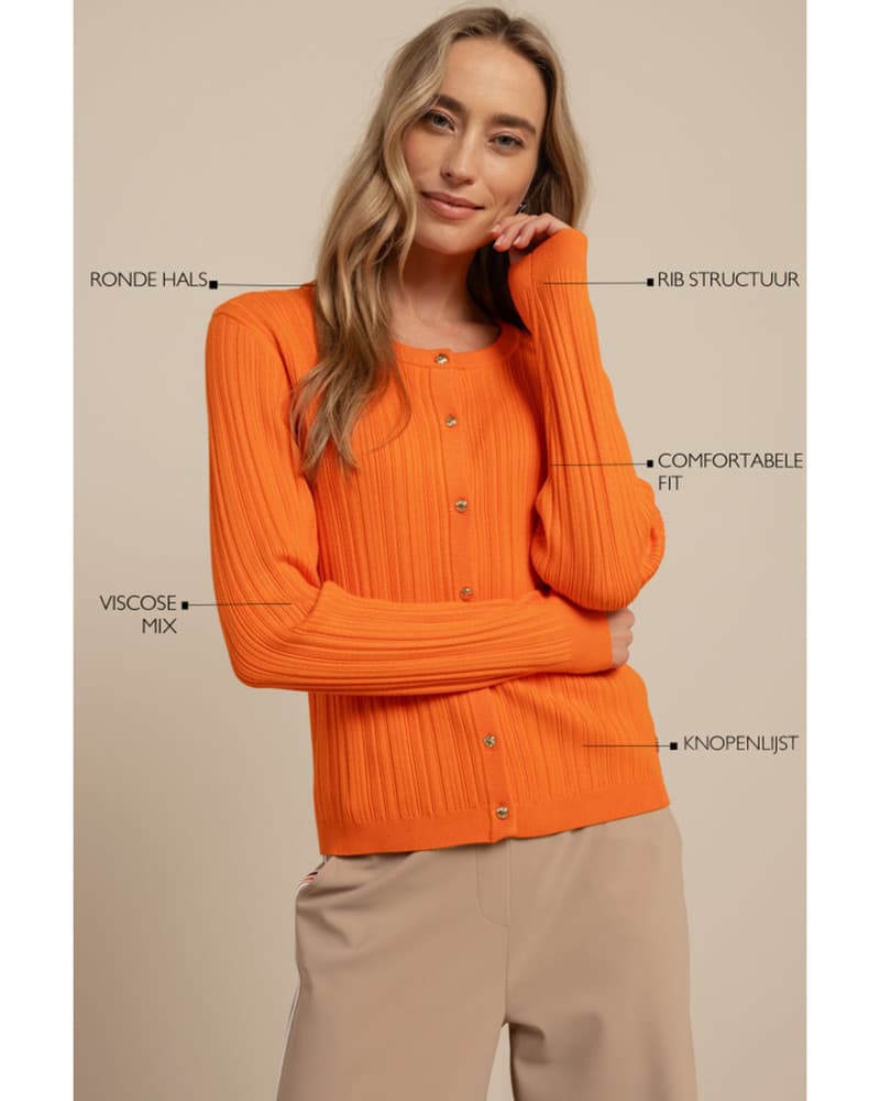 Ziva rib cardigan Oranje Ziva rib cardigan Oranje