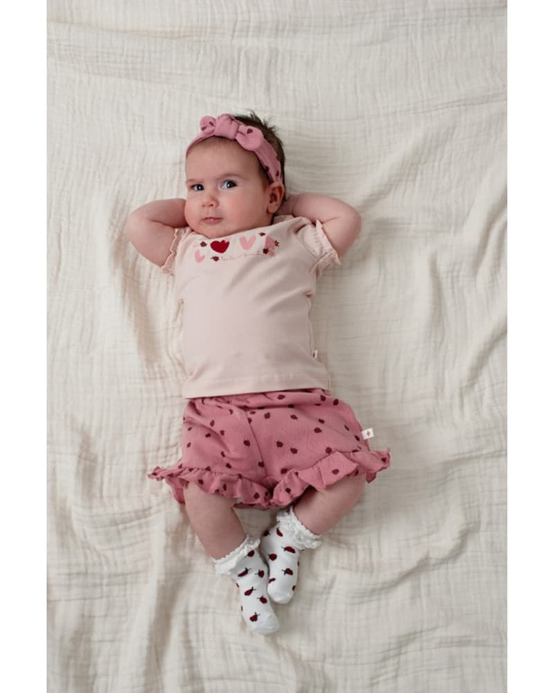 Short ajour rib AOP - Ladybug Roze Short ajour rib AOP - Ladybug Roze