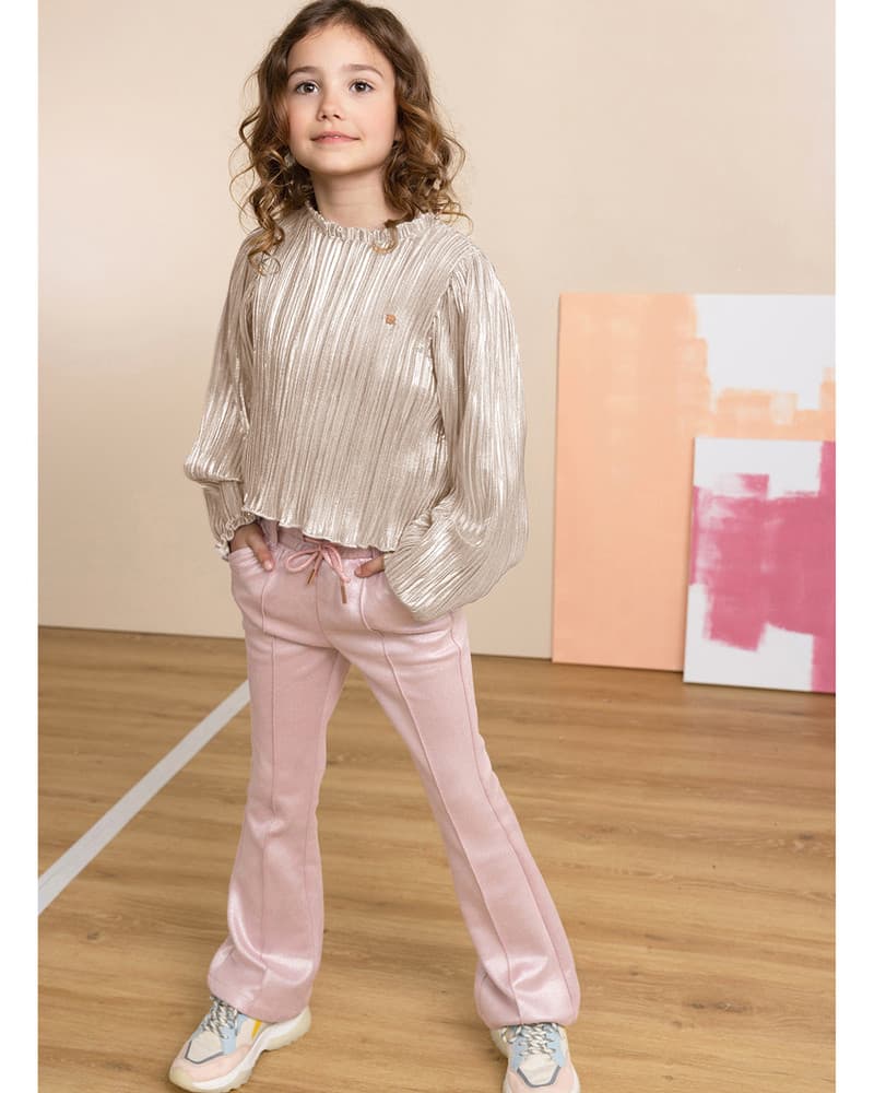 Soy Flared Foil Coated Fake Suede Pants Roze Soy Flared Foil Coated Fake Suede Pants Roze