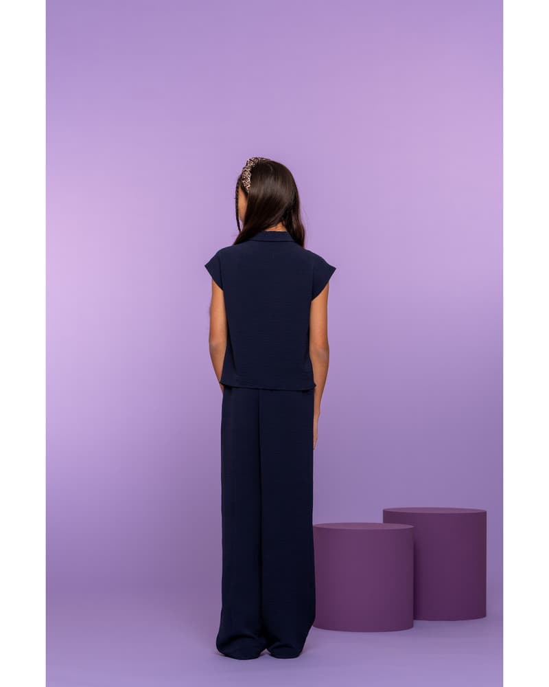 Pants straight crinckle Zwart 1 Pants straight crinckle Zwart 1