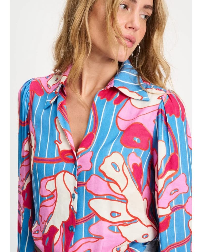 BLOUSE - Urban Flora Stripe Multi BLOUSE - Urban Flora Stripe Multi