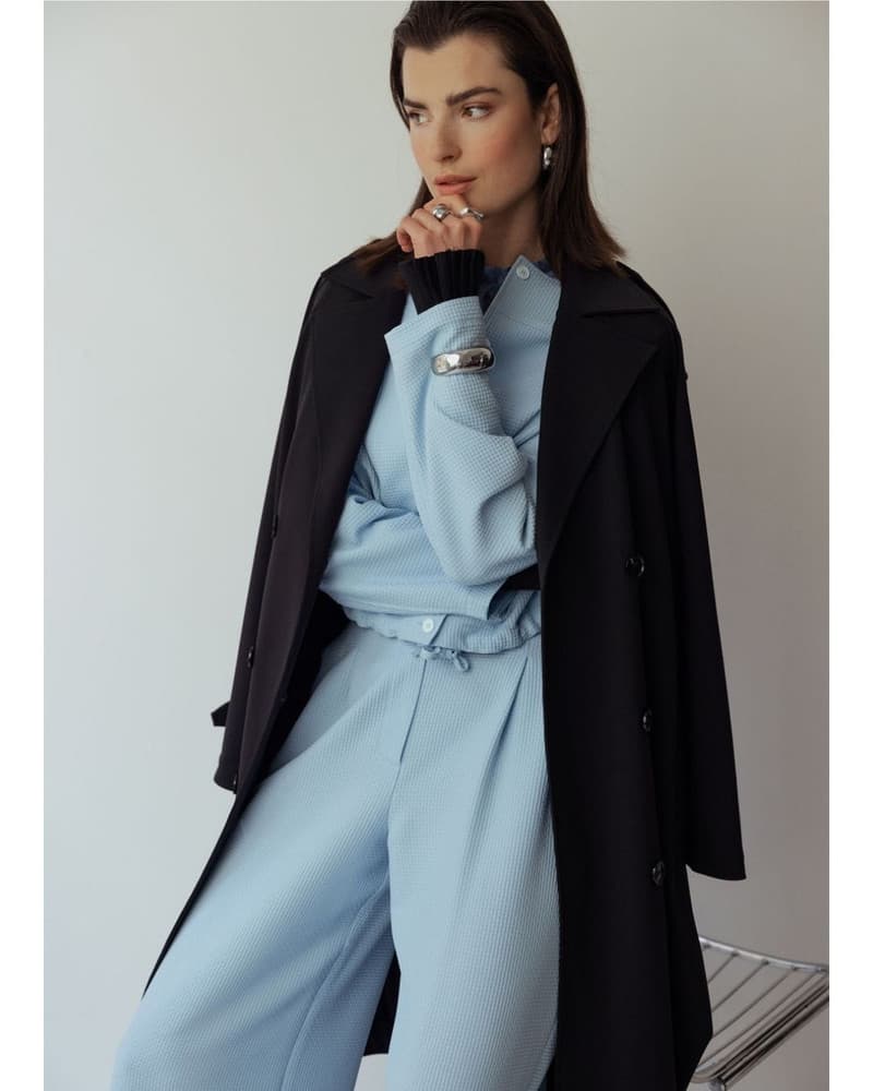 Laurine bonded trenchcoat Zwart 1 Laurine bonded trenchcoat Zwart 1