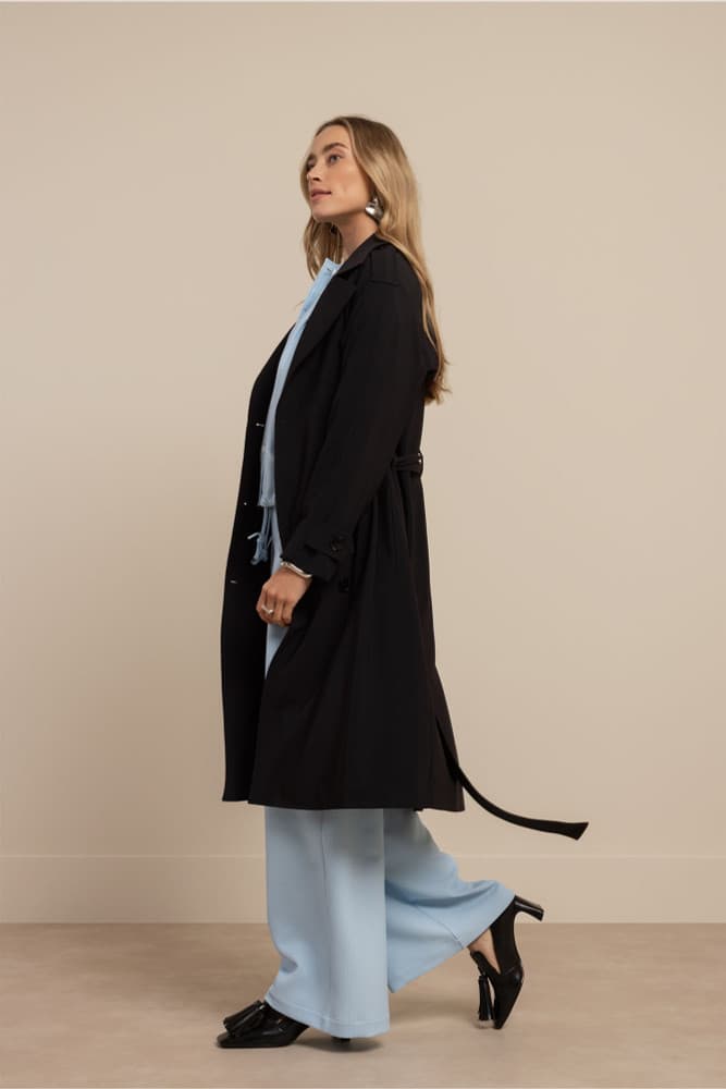 Laurine bonded trenchcoat Zwart 1 Laurine bonded trenchcoat Zwart 1
