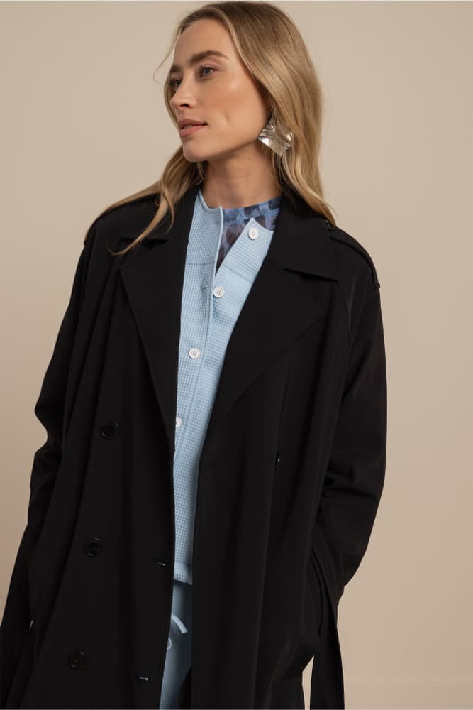 Laurine bonded trenchcoat Zwart 1 Laurine bonded trenchcoat Zwart 1
