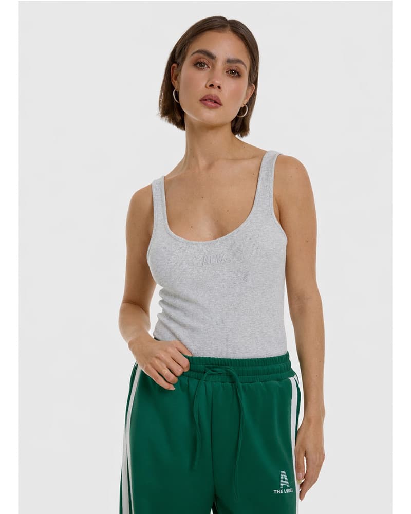 ladies knitted rib tanktop Grijs ladies knitted rib tanktop Grijs