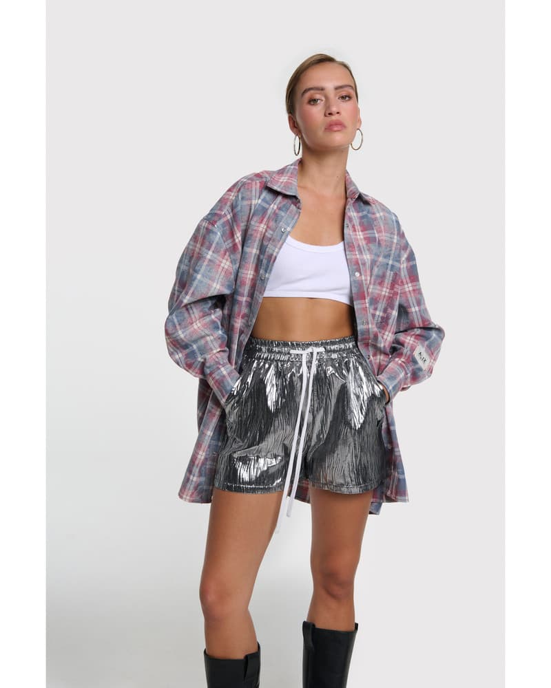 ladies woven silver crinkle shorts Zilver ladies woven silver crinkle shorts Zilver