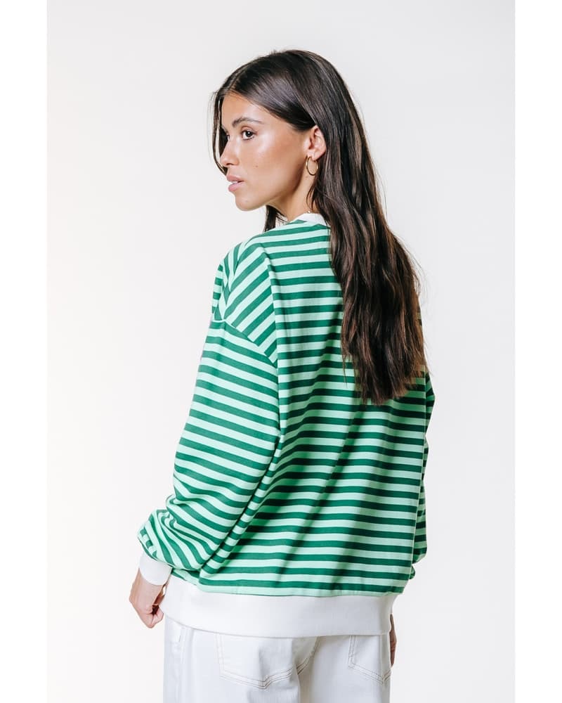WS417643 Contrast Cuff Sweat Groen WS417643 Contrast Cuff Sweat Groen