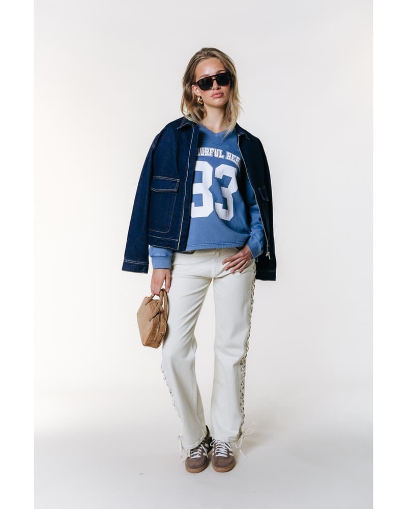 WS417611 CR 33 Washed Baseball Sweat Blauw WS417611 CR 33 Washed Baseball Sweat Blauw