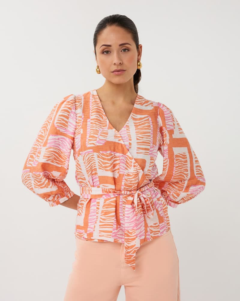 Blouse wrap Divine Blocks Oranje Blouse wrap Divine Blocks Oranje