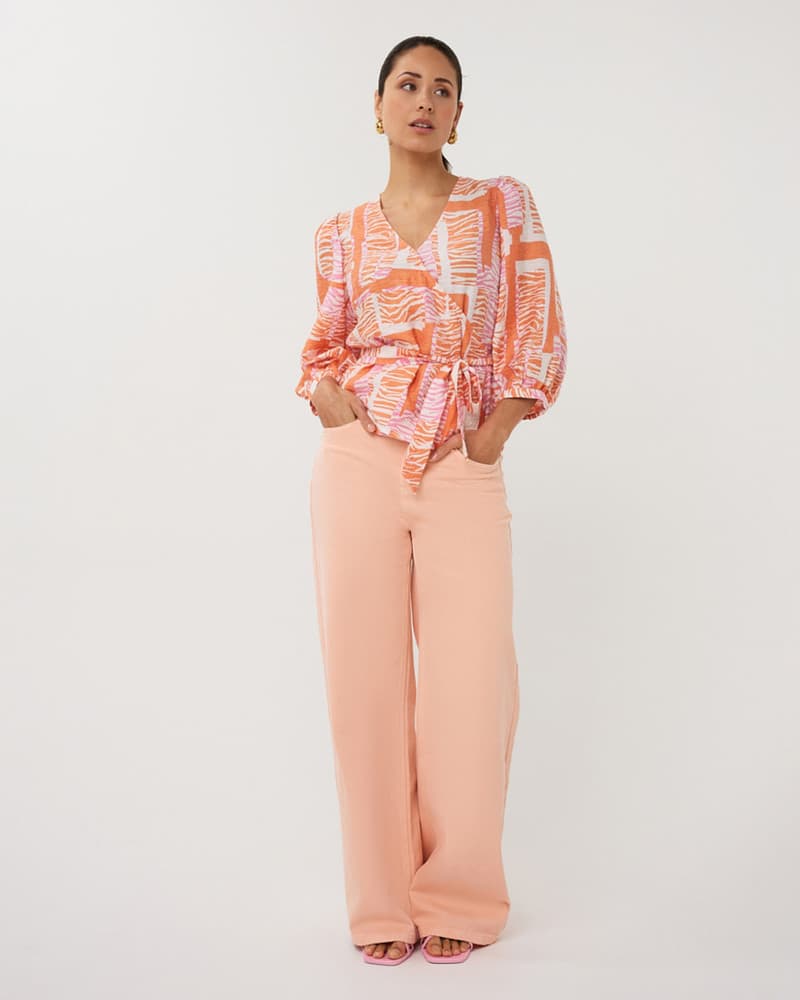 Blouse wrap Divine Blocks Oranje Blouse wrap Divine Blocks Oranje
