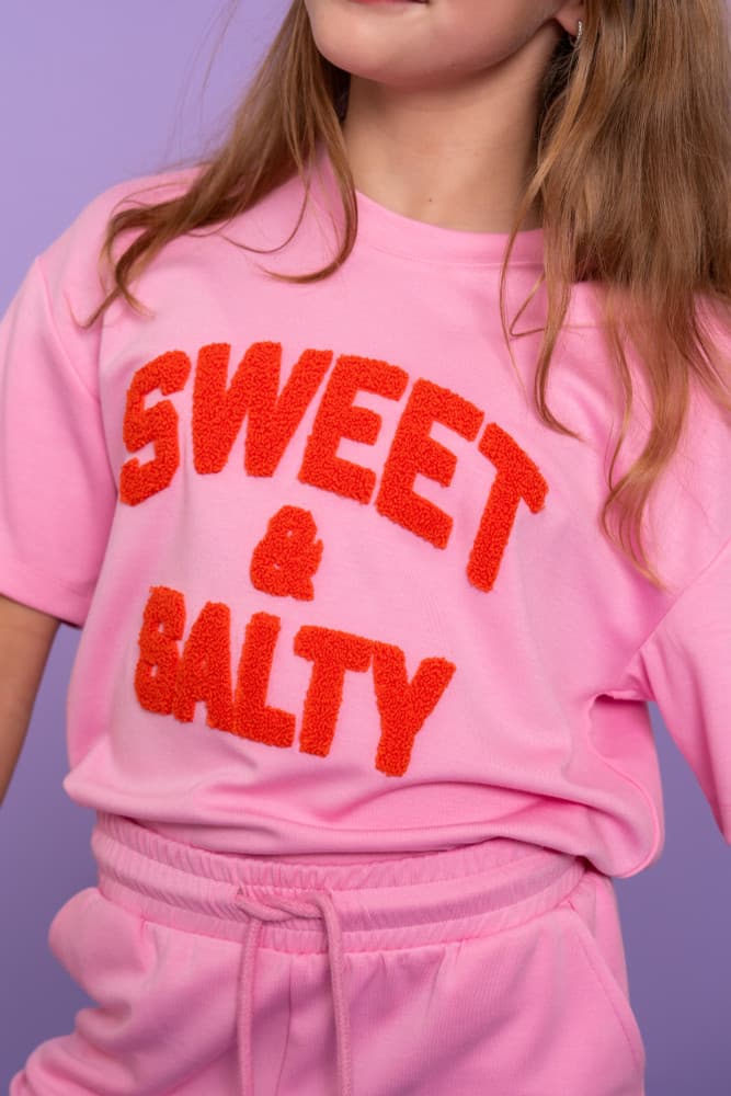 T-shirt scuba toweling ss Roze T-shirt scuba toweling ss Roze