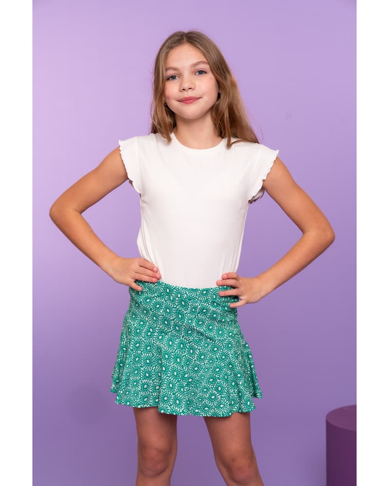 T-shirt rib ruffle sleeves Off White T-shirt rib ruffle sleeves Off White