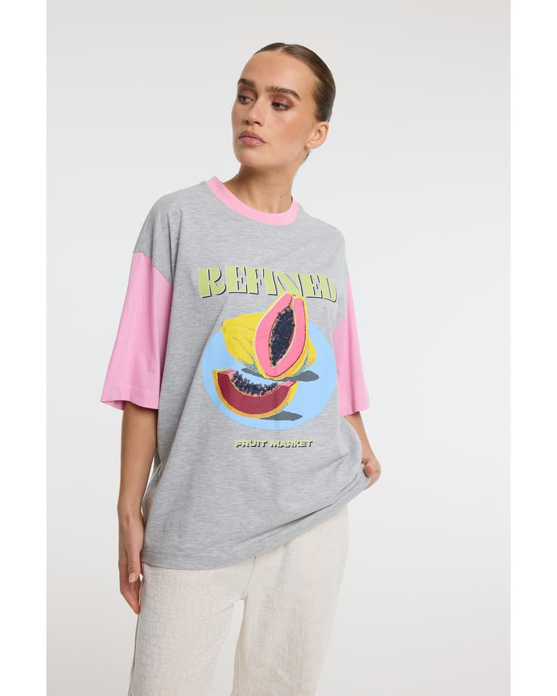 ladies knitted oversized men t-shirt LOUI Grijs ladies knitted oversized men t-shirt LOUI Grijs