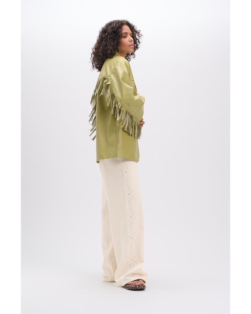 ladies woven relaxed studs denim pants PAYTON Ecru ladies woven relaxed studs denim pants PAYTON Ecru