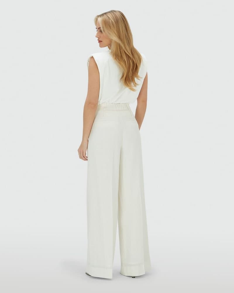 RHYS high rise wide leg pantalon Off White RHYS high rise wide leg pantalon Off White