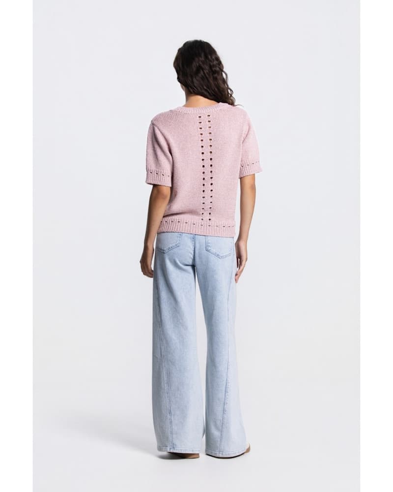 MADEE TRUI CM 173 short sleeve metallic yarn Roze MADEE TRUI CM 173 short sleeve metallic yarn Roze