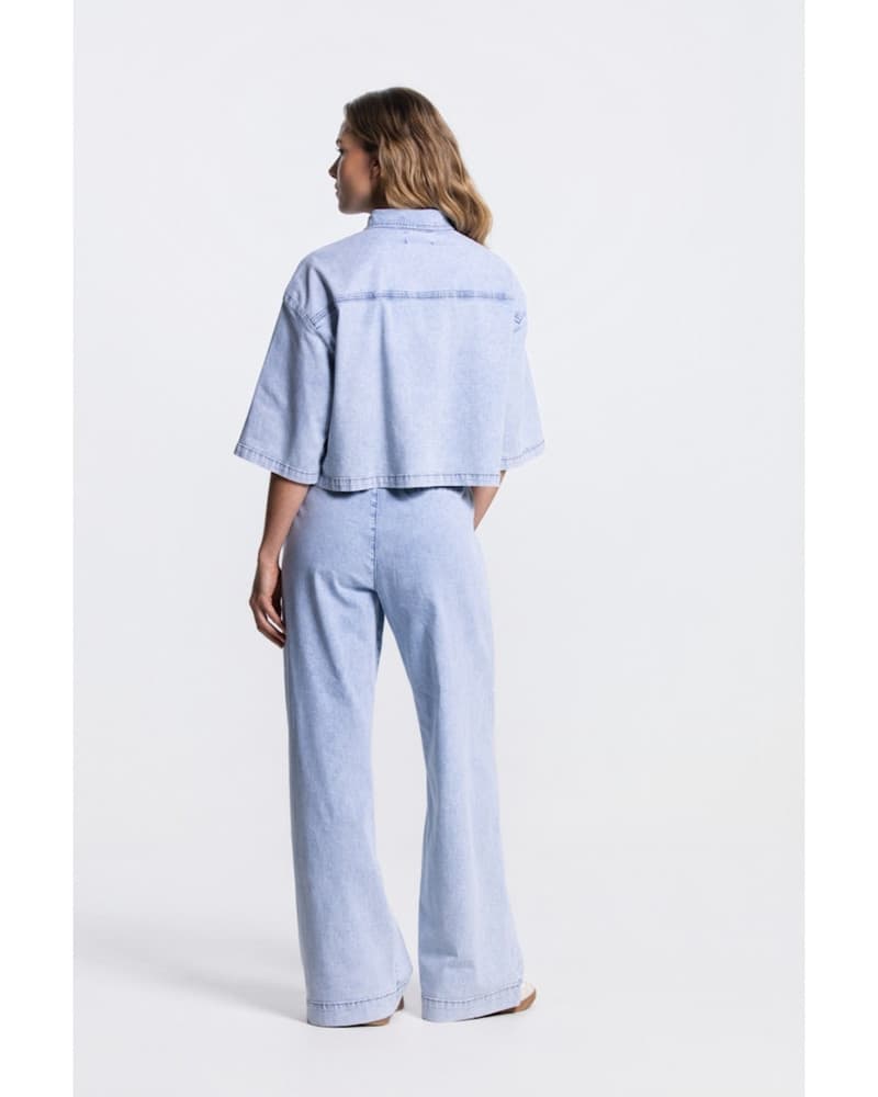 MABEL JASJE LLBD 732 light demin short sleeve wide fit Blauw MABEL JASJE LLBD 732 light demin short sleeve wide fit Blauw