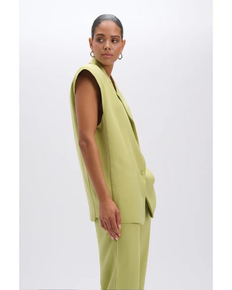 ladies woven oversized waistcoat SPENCER Groen ladies woven oversized waistcoat SPENCER Groen