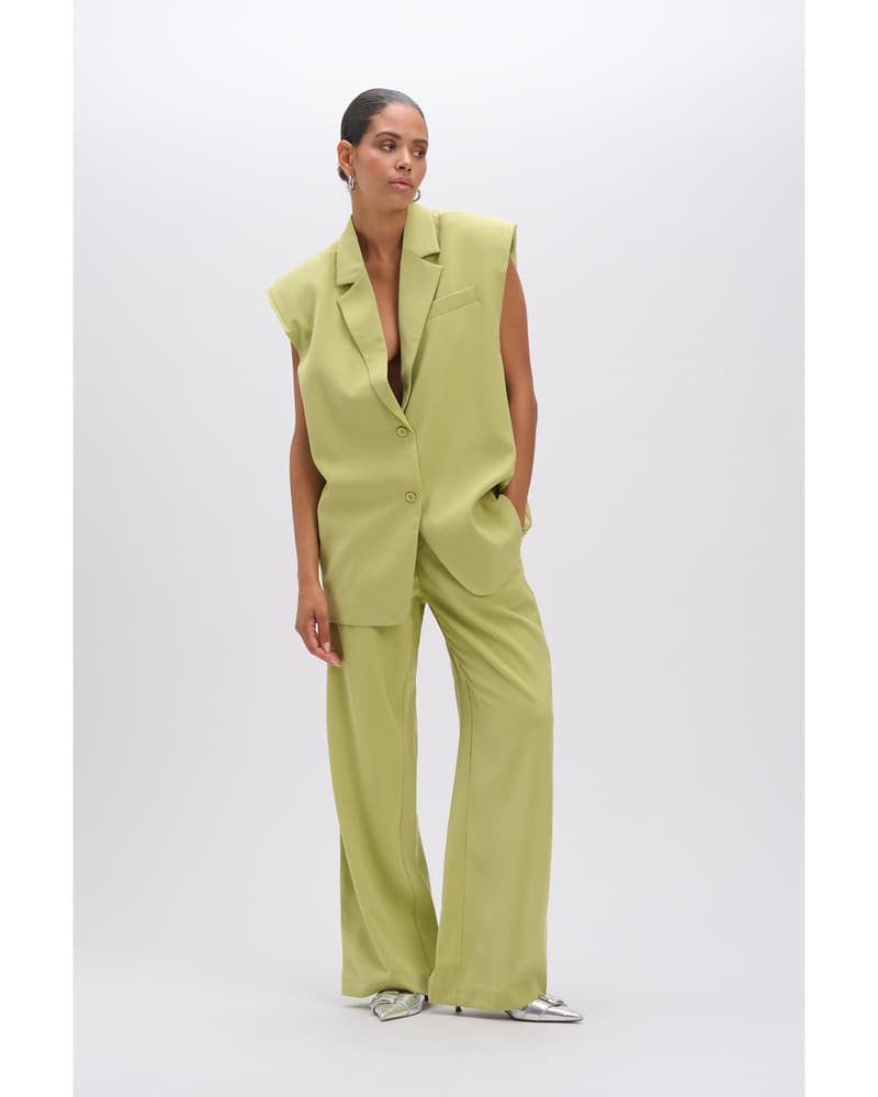 ladies woven oversized waistcoat SPENCER Groen ladies woven oversized waistcoat SPENCER Groen